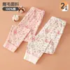 Pantalones de otoño 100% algodón para niñas, pantalones térmicos infantiles cepillados sin costuras Clase A, leggings interiores, pantalones térmicos de algodón para bebé de otoño
