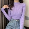 Suéter de manga larga negro de cuello alto, combinable con todo, estilo informal, para otoño e invierno, color blanco, para mujer, 2022