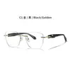 Nuevas gafas planas irregulares con biselado sin montura de Amazon para mujer, gafas de metal a la moda estilo ins con filtro de luz azul 79016