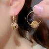 Brinco de Argola Exquisito Francês Bola da Sorte Bola de Diamante Leve Luxo Retrô Nicho High-end Versátil Design de Moda Brincos para Mulheres