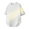 Algodón Pesado de 260 g Marca de Moda Estructura Retro Empalme Manga Corta Camiseta Casual Estilo Básico Superior de Marca de Moda Americana para Hombre