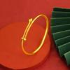 Aleación de Cobre Simple Elegante Buena Suerte Flor de Loto Flor de Loto Pulsera Fina Abierta Ajustable Retro Primera Joyería para Mujeres de Mujer
