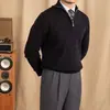 Suéter Masculino Estilo Outono e Inverno com Textura Torcida e Meio Zíper, Moda Casual Tendência, Malha Casual Elegante Slim-Fit