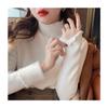 Suéter de punto con orejas de madera estilo occidental para mujer, suéter grueso con forro polar de una pieza y cuello alto, otoño e invierno.