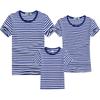 Nova Haigoui camisa masculina e feminina manga curta Custom Class Wear T-Shirt Venda por atacado azul e branco listrado T-shirt pescoço redondo Camisa da Marinha