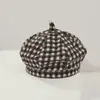 Moda coreana de moda Ins Boina para niños Otoño e Invierno Cuadros Moda Gorra de pintor Para niñas Sombrero octogonal retro literario