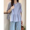 Camisa de Manga Abullonada Fruncida de Corte A para Mujer, Estilo Europeo Verano 2026 Nueva Moda Tendencia Blusa