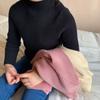 Suéter de Menina Outono Inverno Espessado 2025 Macio e Fofo Infantil Tricô Canelado Camiseta Básica Bebê Gola Alta Pulôver Top
