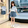 Shorts de Mezclilla de Verano para Niñas Moda Estudiantil Estilo Coreano Pantalones Capris Nuevas Llegadas Verano 2026 Niños Medianos y Grandes Pantalones Elegantes de Pierna Ancha