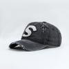 Gorra de Béisbol de Mezclilla Lavada de Alta Calidad para Mujer con Agujeros Moda Letra S Grande Trendy Combinable Gorras Casuales para Hombre
