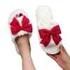 Pantuflas de Felpa de Algodón Talla Grande de Invierno para Mujer con Lazo, Pantuflas Versátiles de Moda para Interiores del Hogar, Pantuflas de Algodón Cálidas y Cómodas