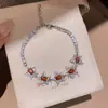 ¡Pulsera apilada de diamantes de colores! Pulsera de calabaza con circonita chapada en oro real, joyería de diseño niche estilo ins coreano para mujer