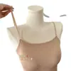 Base de maquillaje líquida sin rastro, sensación de piel desnuda, un hombro, espalda hermosa, camisola, ropa interior para mujer con copas, ropa interior, ropa exterior, chaleco largo sin tirantes