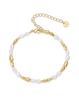 Latón baño de oro real Cruz europea y americana moda popular pulsera de cuentas de perlas de agua dulce naturales de lujo para mujer