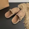 Zapatos Boken para Mujer Medio Abiertos 2026 Primavera Nuevos Suela Gruesa Estilo Universitario Retro Slip-On Persona Perezosa Exteriores Punta Cerrada Pantuflas