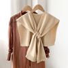 Coreia do Sul Dongdaemun cor sólida pequeno xale feminino outono e inverno colete externo estilo coreano versátil ins moda tricô lã cachecol