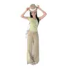 26 Novos Modelos de Verão de Calças Casuais Finas Estilo Americano, Soltas e Versáteis, Calças de Corte Reto Emagrecedoras para Mulheres, Disponíveis para Dropshipping