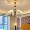 Lámpara Colgante de Tela Luz de Sala de Estar Estilo Mid-Century Luz de Comedor Diseñador Francés Retro Lirio del Valle Luz de Madera Maciza Hierro Sin Escrúpulos
