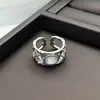 Anillo Abierto de Bambú con Zirconia de Diamante Completo Moda Simple Versátil Personalidad Diseño de Nicho Anillo de Apilamiento de Gama Alta para Mujer