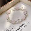 Pulseira de Cristal Rosa Pedra Natural Água Marinha Moda Pulseira de Contas Brancas Cristal Cor Doce Fresca Pulseira Vintage