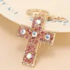 Chaveiro de Cruz Doce e Cool Totalmente Strass Charme de Bolsa com Strass Luxo Leve Estilo Ins Coreano Pingente Pequeno Criativo Presente