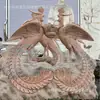 Escultura em pedra fênix brilho do entardecer mármore fênix vermelha guindaste animal de telhado pássaro auspicioso esculturas ornamentos