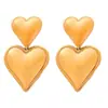 Aretes de Tuerca Lisos de Corazón de Durazno Empalmados de Acero Inoxidable Chapado en Oro de 18K para Mujer, Diseño Nicho Europeo y Americano, Elegantes Aretes que Conservan el Color