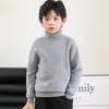 Suéter de Lana para Niños Otoño Invierno Engrosado Cuello Alto Color Sólido Sencillo Cálido Jersey de Punto Nuevo Estilo Capa Base
