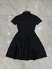 Vestido de Verano Hueco de Alta Resistencia Transfronterizo Europeo y Americano para Mujer, Estilo Francés de Alta Sociedad, Chica Popular, Dobladillo Ancho Ondulado, Vestido de Noche
