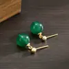 Pendientes colgantes de estilo vintage de alta gama con cuentas redondas de oro blanco, Pendientes exquisitos de alta gama de estilo chino nuevo y elegante para Qipao