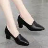 Zapatos Planos de Piel Suave para Mujer Tacón Grueso 2026 Otoño Nueva Llegada Tacón Medio Versátiles Zapatos Pequeños de Piel para Mujer Profesionales Madre Trayecto al Trabajo Zapatos de Trabajo