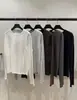 FEVEREIRO.11 Dongdaemun, Coreia do Sul2026 Outono/Inverno Estilosa Gola Redonda Patchwork Emagrecedora Cintura Pequena Manga Longa Camiseta