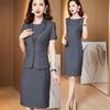 En stock Traje profesional de manga corta para mujer, falda fina de verano con temperamento, ropa de trabajo de recepción, traje de ventas, gerente en stock