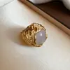 Anillo Abierto de Resina Vintage para Dama de Lujo, Anillo para Dedo Índice Estilo Palacio Retro, Sensación de Lujo Ligero y Gama Alta para Mujeres