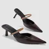 Zapatos de Tacón Alto Puntiagudos Estilo Europeo y Americano de Comercio Exterior Transfronterizo, Sandalias de Verano Elegantes y de Moda Versátiles de una Sola Correa Sexy de Tacón de Aguja con Punta Cerrada