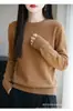 Nuevo suéter de punto para mujer de otoño e invierno, cuello redondo medio alto, top adelgazante y versátil, suéter básico de capa base