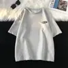 Camisa de manga curta oversized High Street waffle t casual meia manga liquidação retrô americano verão casal coleta de vazamentos masculino