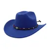 Sombrero de Copa de Lana Occidental Transfronterizo para Hombres y Mujeres, Sombrero de Copa de una Sola Línea, Sombrero Jazz, Sombrero de Vaquero, Sombrero de Copa de Ala Ancha Yzd132