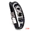 Pulseiras de Couro com Contas Simples de Venda Quente Atacado Europeias e Americanas, Pulseiras Personalizadas e Versáteis com Pregos X para Homens e Mulheres, Pulseiras de Couro Modernas