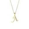 Joyería Transfronteriza Europea y Americana Letra Inglesa Cobre Colgante de Zircón Cadena de Cruz de Acero Inoxidable para Mujer Collar de Diamantes de Oro de 18K
