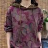 Sudadera con Capucha Estampada y Teñida Estilo Retro para Mujer en Otoño e Invierno, Holgada y Elegante, Versátil, Nuevos Tops para Mamá 2025, Moderna y Casual