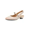 Zapatos Mary Jane huecos en color rojo suave, estilo verano, piel de oveja de capa superior, tacón bajo grueso, sandalias de puntera cerrada sin talón de moda