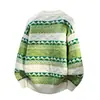 Suéter de tricô jacquard com padrão de losangos e gola redonda, novo para outono/inverno, uma peça básica estilosa e casual para homens jovens