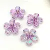 Pétalas transparentes de acrílico 30*30mm flor de cinco pétalas com banho de cor UV acessórios para DIY de adereço de cabeça, acessórios de cabelo, acessórios para corrente de celular