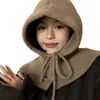 Gorro pasamontañas coreano para mujer, gorro de invierno cálido con calentador de cuello integrado, estilo para parejas, gorro de punto de lana que protege las orejas