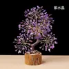 Árbol de cristal natural al por mayor con piedras trituradas, árbol de la fortuna con base de madera, árbol de la vida colorido, decoración de escritorio para el hogar y la oficina