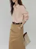 Bonita Camisa de Manga Larga con Cuello Joli Choose para Mujer, Holgada y Sencilla, con un Estilo Relajado, Versátil para Otoño