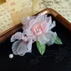 Super Hada Hanfu Gasa Flor Rosa Borde Quemado Flor Estampada en Caliente Flor de Gasa de Seda Flor DIY Hecho a Mano Tocado de Novia Ropa Zapato Decoración Accesorios