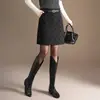 Saia de bolinhas em linha A, moderna e estilosa, para mulheres, nova saia bodycon de cintura alta e corte justo para outono e inverno de 2026, saia curta elegante para mulheres
