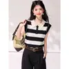Suéter de Punto sin Mangas para Mujer con Cuello de Ganchillo, Suéter Pulóver para Verano, Cuello Solapa de Seda de Hielo, Top Cómodo y Adelgazante